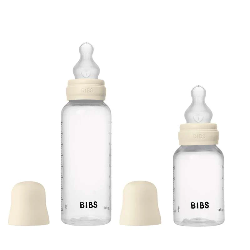 BIBS Bottle - Grow and Flow Nappflaskset - Plast - Silikon/Rund - 150 ml./270 ml. - 2-Pack - Ivory