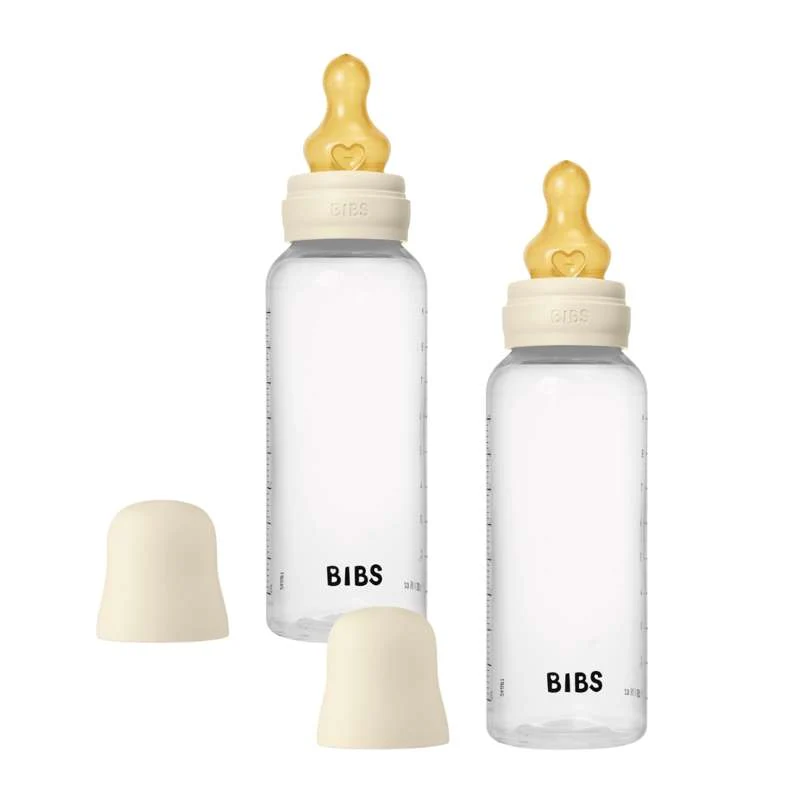 BIBS Bottle - Nappflaskset - Plast - Latex/Medium Flow/Rund - 270 ml. - 2-Pack - Ivory