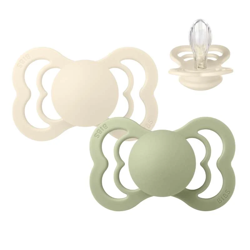 BIBS Supreme Napp - 2-Pack - Stl. 2 - Silikon - Ivory/Sage