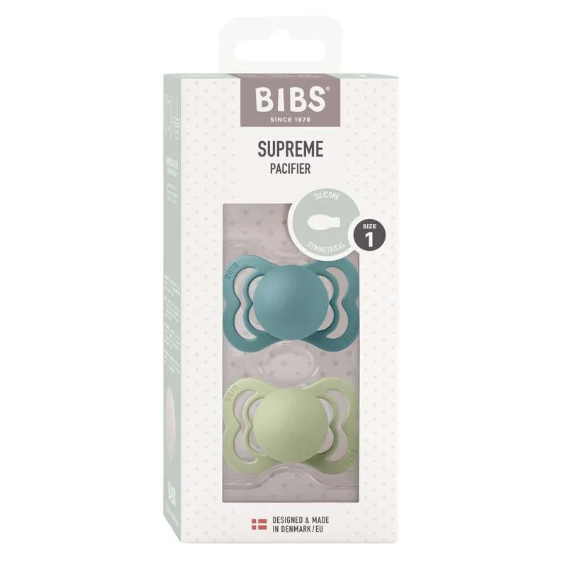 BIBS Supreme Napp - 2-Pack - Strl. 1 - Silikon - Island Sea/Sage