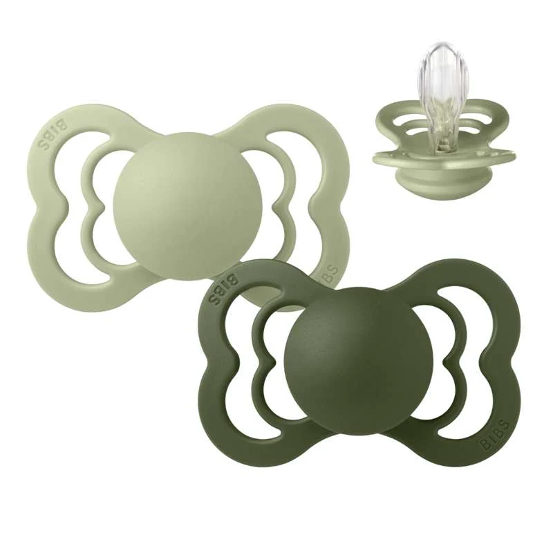 BIBS Supreme Napp - 2-pack - Stl. 2 - Silikon - Sage/Hunter Green