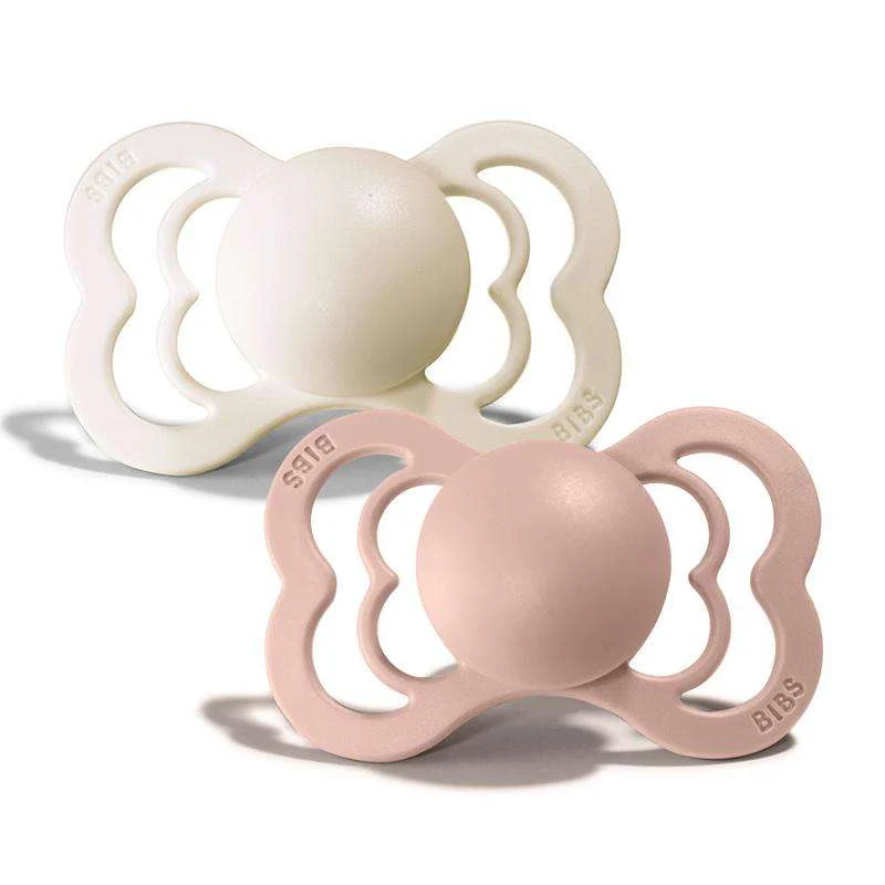 BIBS Supreme Napp - 2-pack - Str. 1 - Silikon - Ivory/Blush