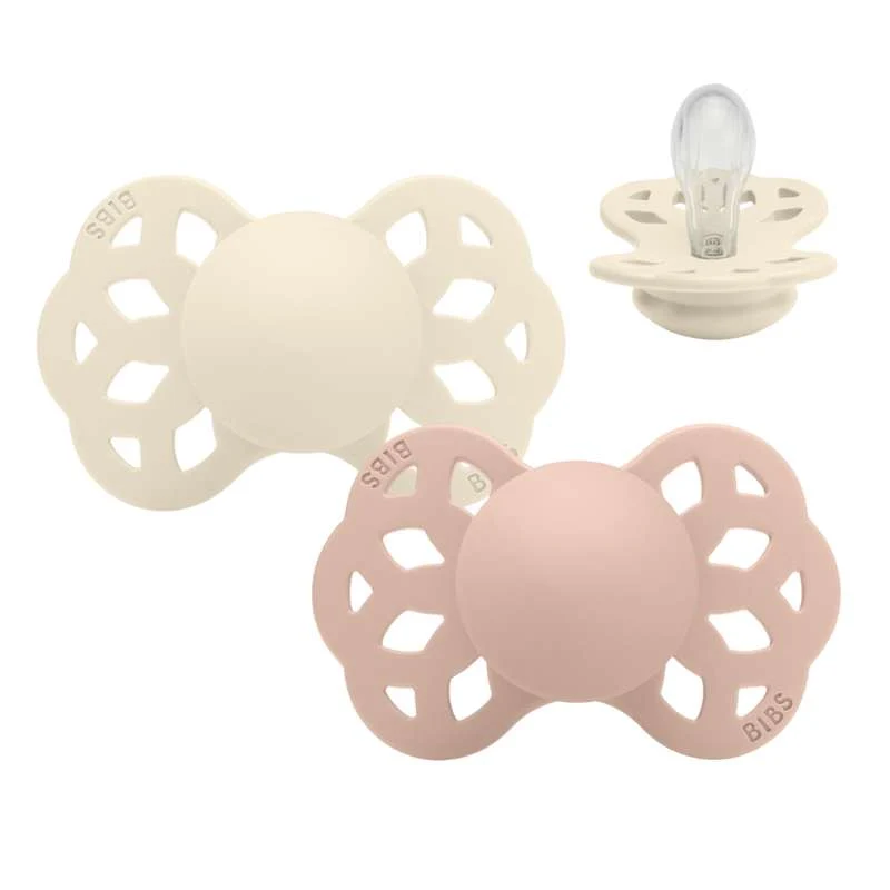 BIBS Symmetrisk Infinity Napp - 2-Pack - Str. 1 - Silikon - Ivory/Blush