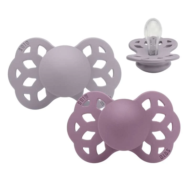BIBS Symmetrisk Infinity napp - 2-pack - Stl. 1 - Silikon - Fossil Grey/Mauve
