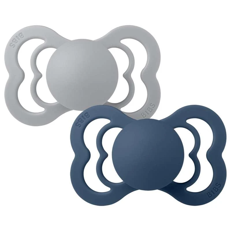 BIBS Supreme Napp - 2-pack - Stl. 2 - Silikon - Cloud/Steel Blue