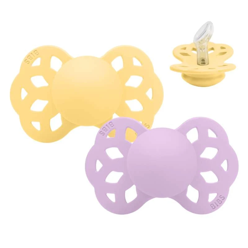 BIBS Anatomisk Infinity Napp - 2-pack - Stl. 1 - Silikon - Pale Butter/Violet Sky