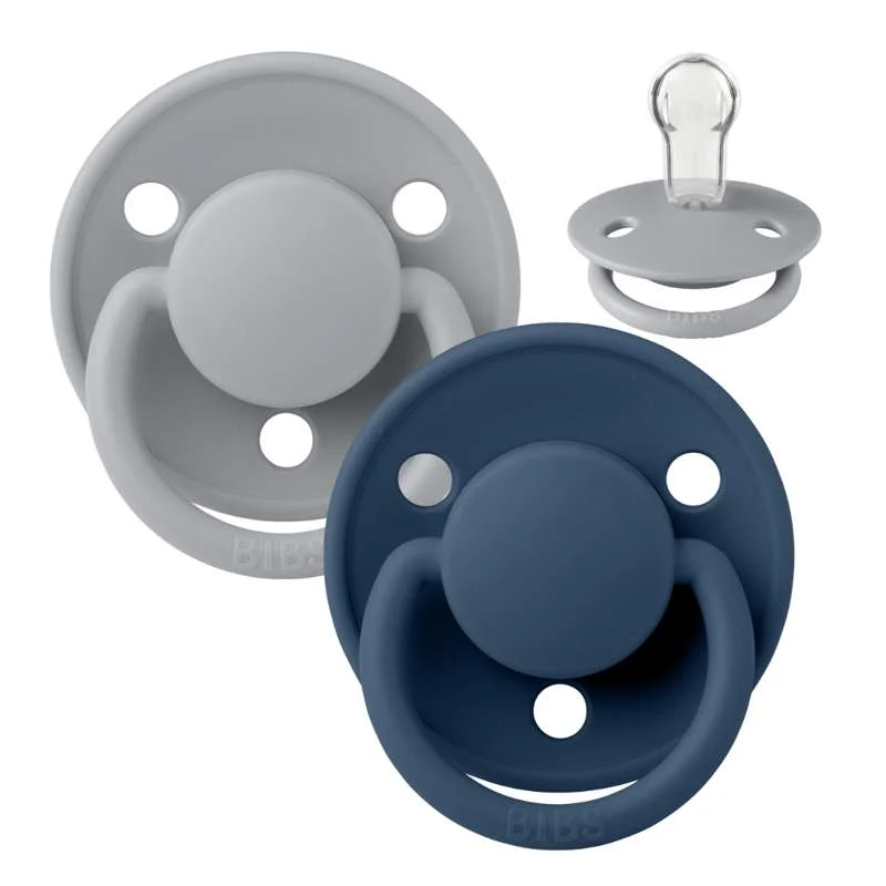 BIBS De Lux Napp - 2-Pack - Onesize - Silikon - Cloud/Steel Blue