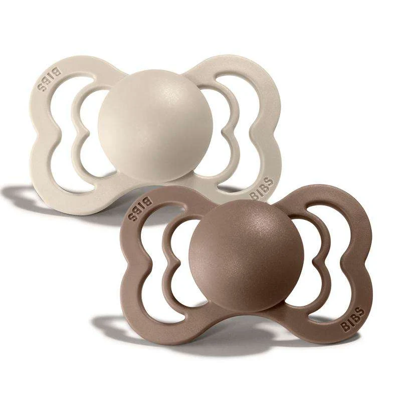 BIBS Supreme Napp - 2-pack - Stl. 1 - Silikon - Vanilla/Dark Oak