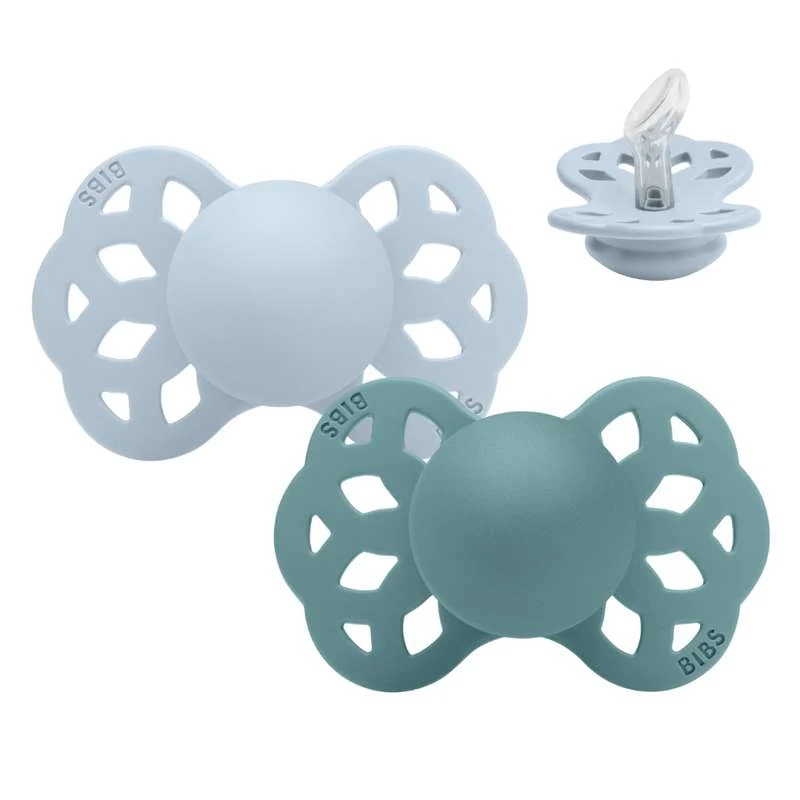 BIBS Anatomisk Infinity napp - 2-pack - Stl. 1 - Silikon - Baby Blue/Island Sea