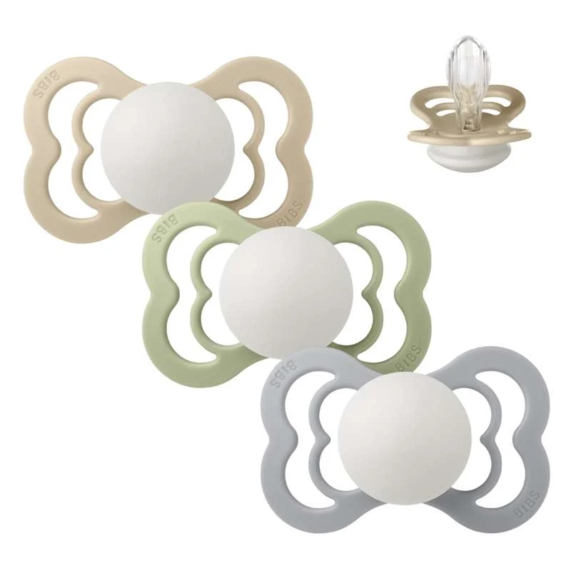 BIBS Symmetrisk Supreme Napp - Flerpack - 3 stk. - Stl. 2 - Sleep Tight Little One - GLOW