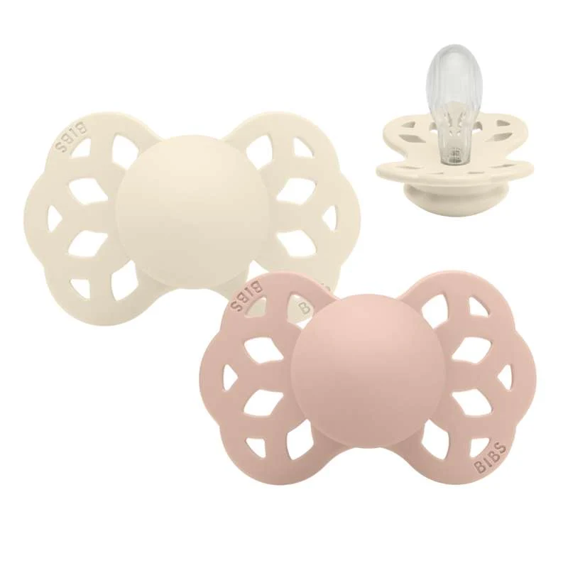 BIBS Symmetrisk Infinity Napp - 2-pack - Stl. 2 - Silikon - Ivory/Blush