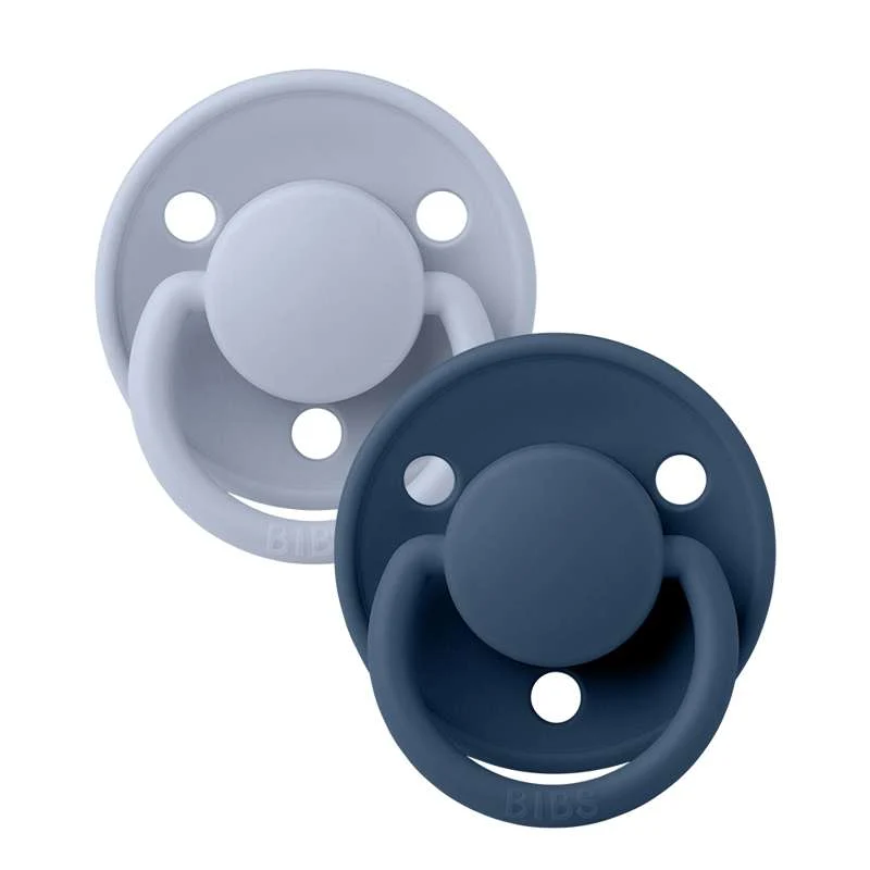 BIBS Rund De Lux Napp - 2-pack - One Size - Silikon - Dusty Blue/Steel Blue