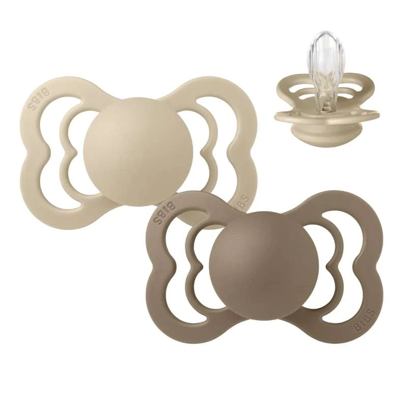 BIBS Symmetrisk Supreme Napp - 2-pack - Stl. 2 - Silikon - Vanilla/Dark Oak