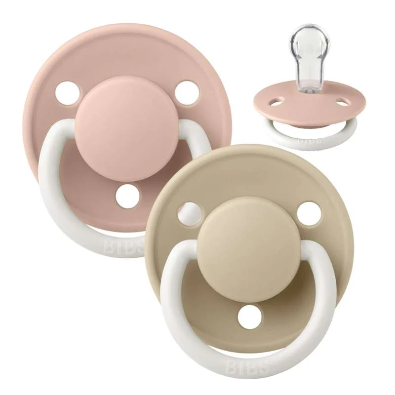 BIBS Rund De Lux Napp - 2-Pack - One size - Silikon - GLOW - Blush/Vanilla