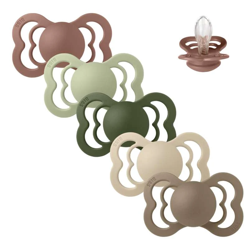 BIBS Symmetrisk Supreme napp - Mixpack - 5 st. - Stl. 2 - Green and Terracotta
