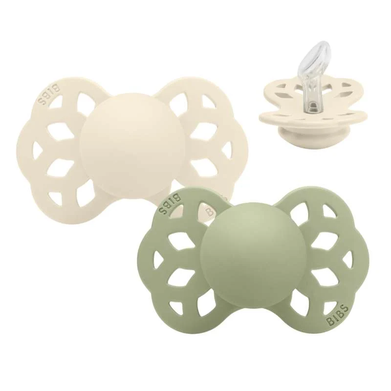 BIBS Anatomisk Infinity napp - 2-pack - Str. 1 - Silikon - Ivory/Sage