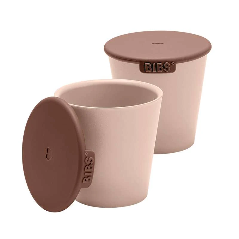BIBS Dinner Kopp-set - Två Koppar med Lock - Blush