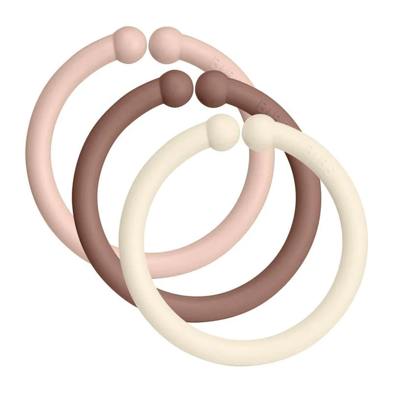 BIBS Loops - Upphängningsringar - 12-pack - Blush/Woodchuck/Ivory