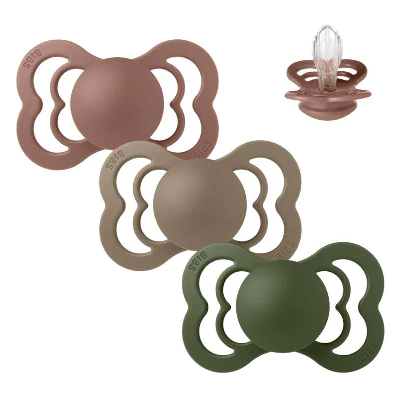 BIBS Symmetrisk Supreme napp - Mixpack - 3 st. - Stl. 2 - Green and Terracotta