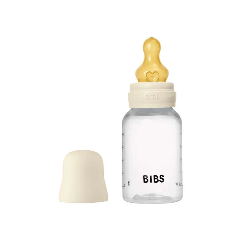 BIBS Bottle - Nappflaskset - Plast - Naturgummi/Slow Flow/Rund - 150ml - Ivory