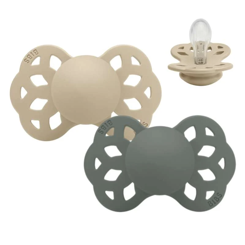 BIBS Symmetrisk Infinity Napp - 2-Pack - Str. 1 - Silikon - Vanilla/Pine