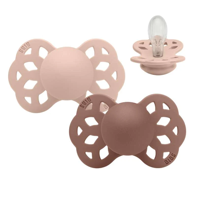 BIBS Symmetrisk Infinity Napp - 2-pack - Stl. 2 - Silikon - Blush/Woodchuck