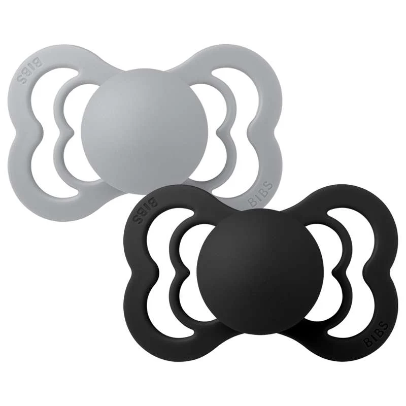 BIBS Symmetrisk Supreme napp - 2-pack - Str. 2 - Silikon - Cloud/Black