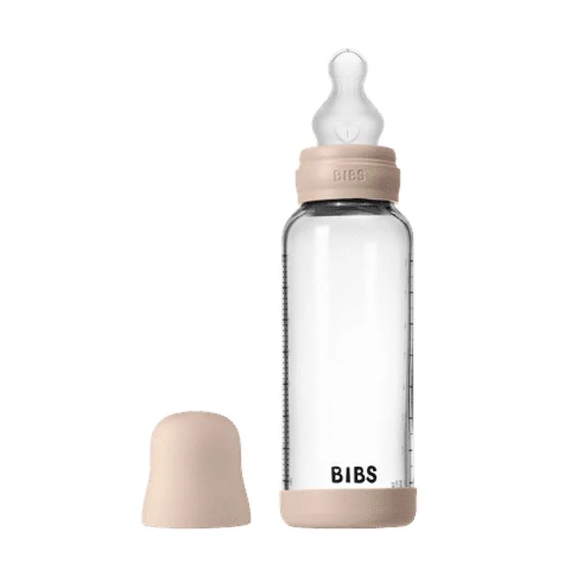 BIBS Bottle - Nappflaskset - Glas - Silikon/Medium Flow/Rund - 240ml - Blush