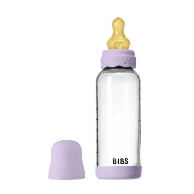 BIBS Bottle - Nappflaskset - Glas - Boheme - Naturgummi/Medium Flow/Rund - 240ml - Violet Sky