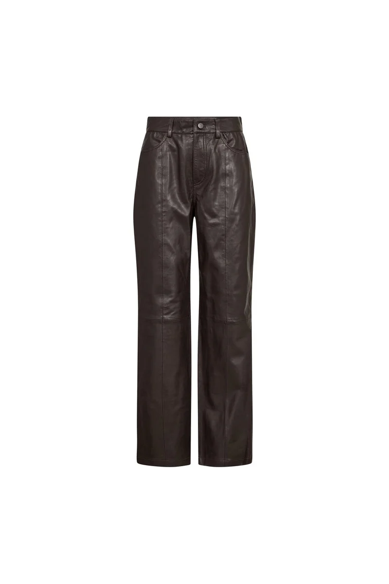 Co´Couture - Phoebecc Leather Straight Pant 500140 - 20003 - Dark Brown