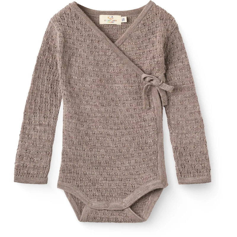 COPENHAGEN COLORS Natural Melange Strikket Pointelle Baby Cross-Over