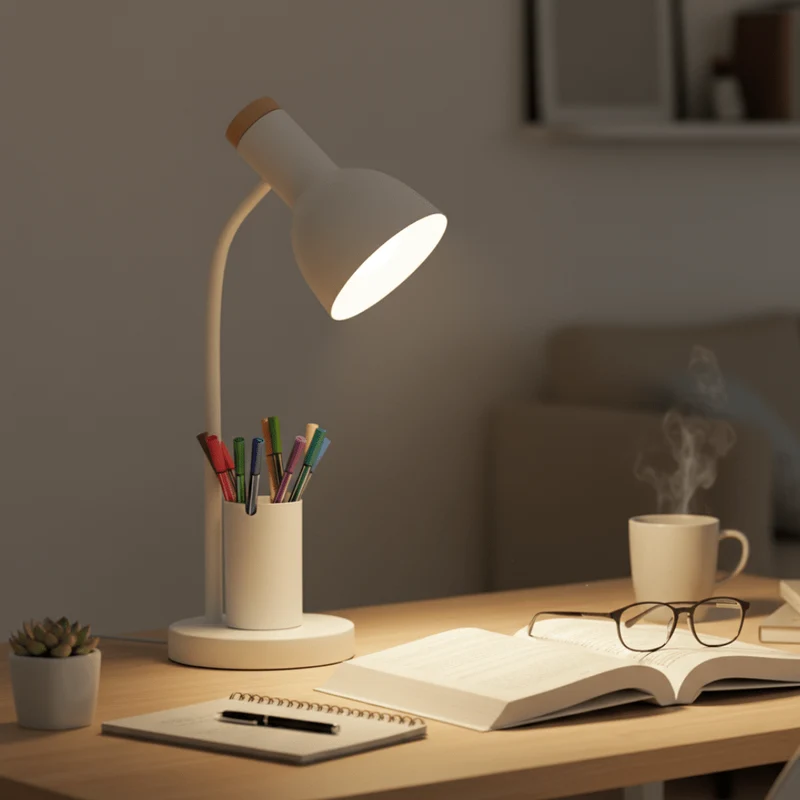 Moderne LED Bordlampe med Penneholder og Justerbart Lys