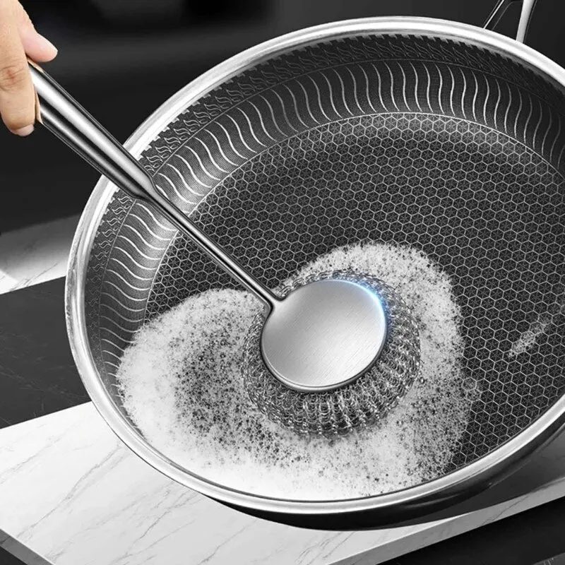 Rustfrit stål pande skrubber