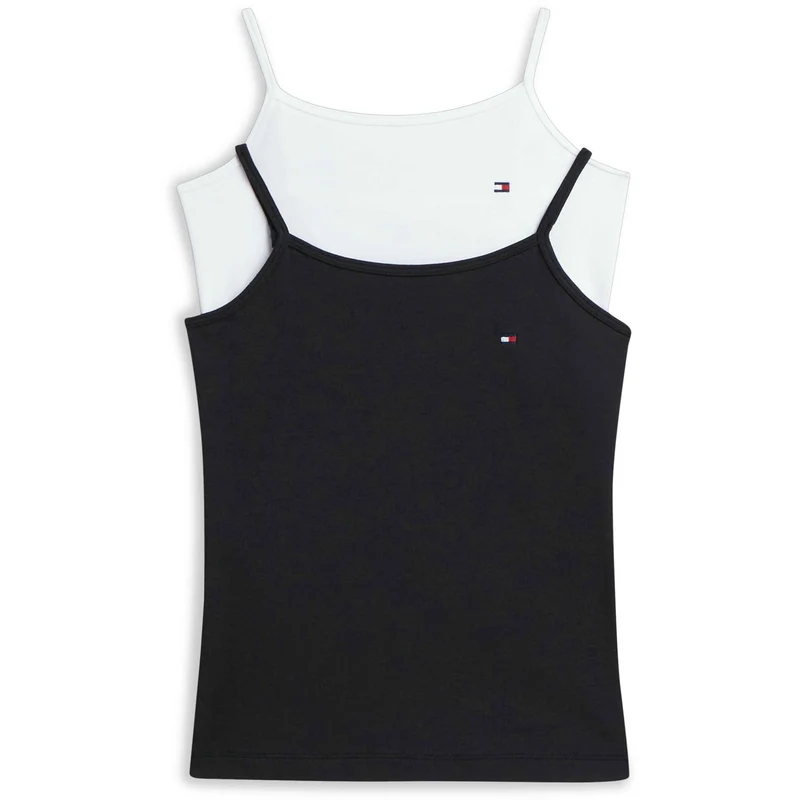 Tommy Hilfiger White / Black-Orange 2-Pakning Bomull Cami Topp