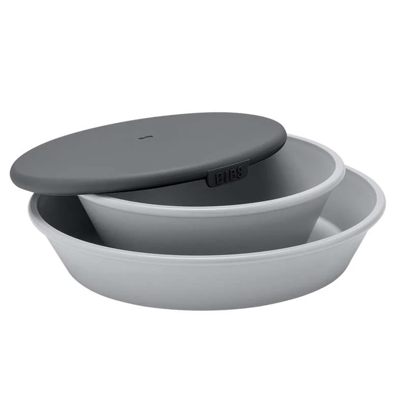 BIBS Dinner Set - Plate and Bowl with Lid - Cloud