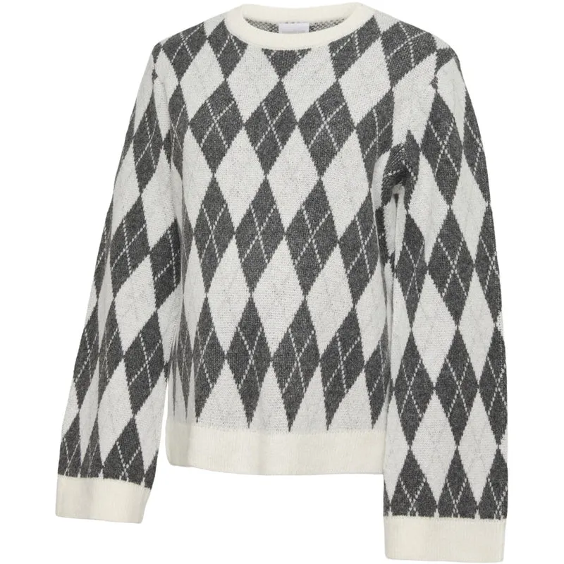 Mama;licious Birch Light Grey And Medium Grey Mlargyle Vita L/S Strikk Topp 2F