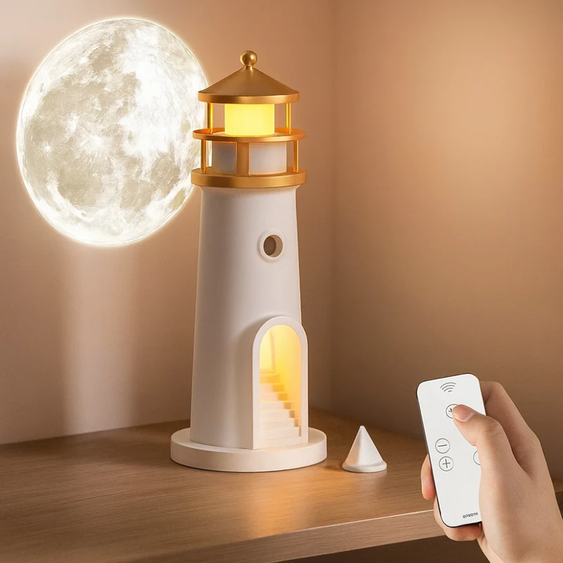 LED Natlys med Måneprojektion - Stemningsfuld Kystdesign