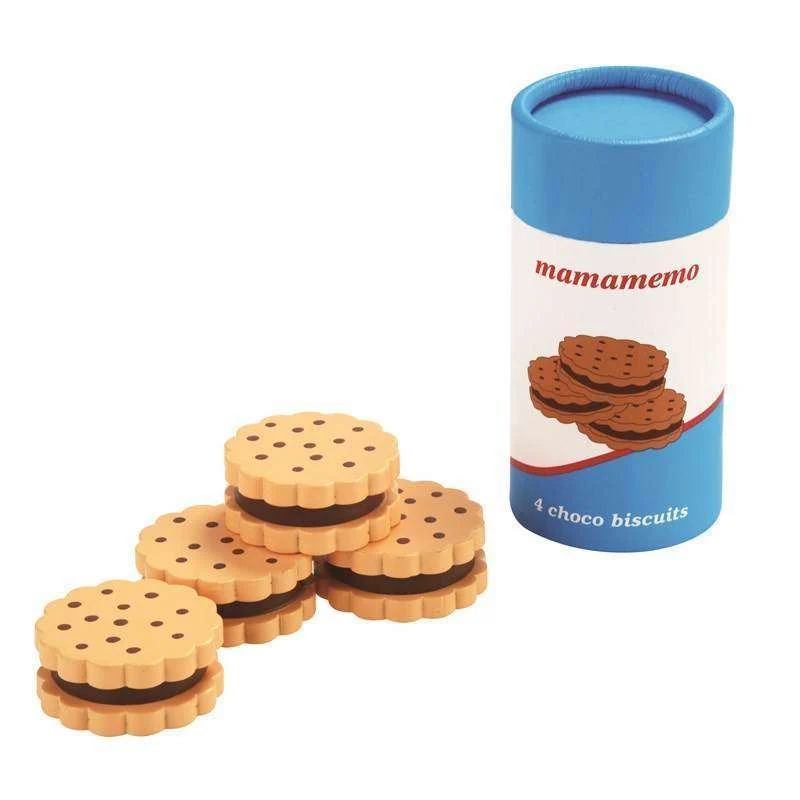 MaMaMeMo Lekemat i Trä - Chokladkex i Förpackning - 4 st.