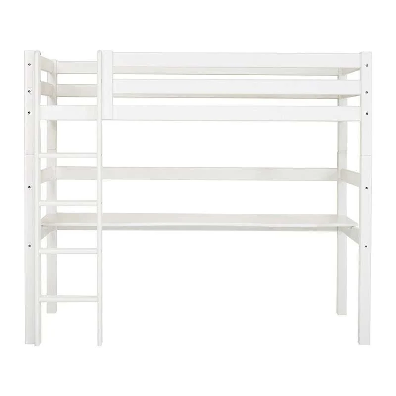 Hoppekids ECO Luxury - Loftsäng m. Bordsskiva - 90x200 cm. - Flexibel Ribbotten - Vit