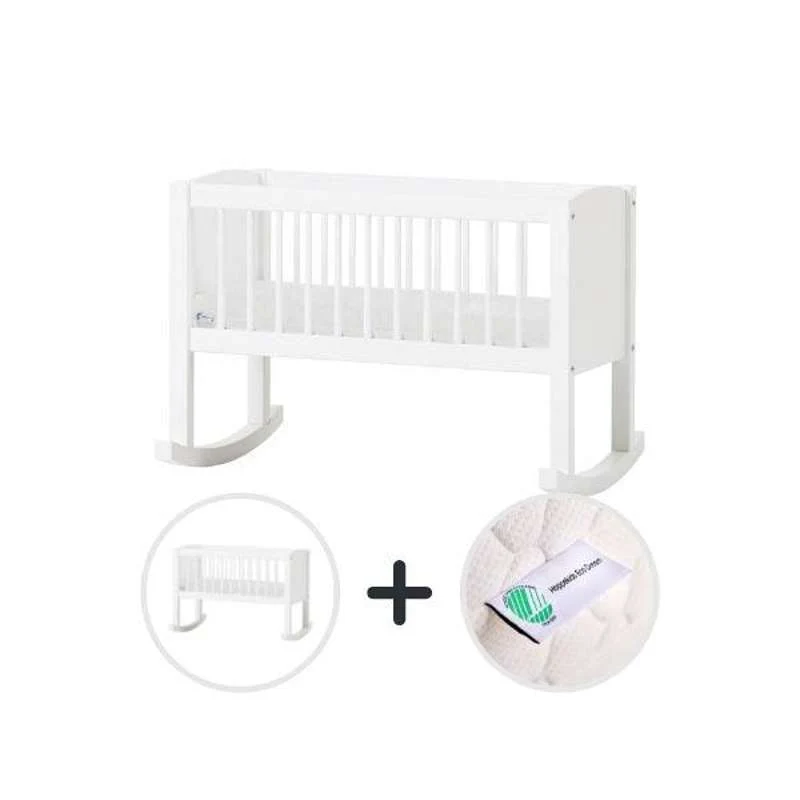 Hoppekids Vagga m. ECO Dream Madrass - 40x80 cm. - Vit