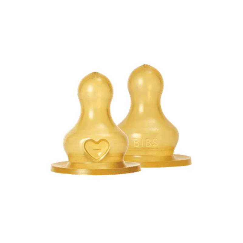 BIBS Bottle - Tillbehör - Dinapp - Naturgummi/Rund - 2-pack - Snabbt flöde