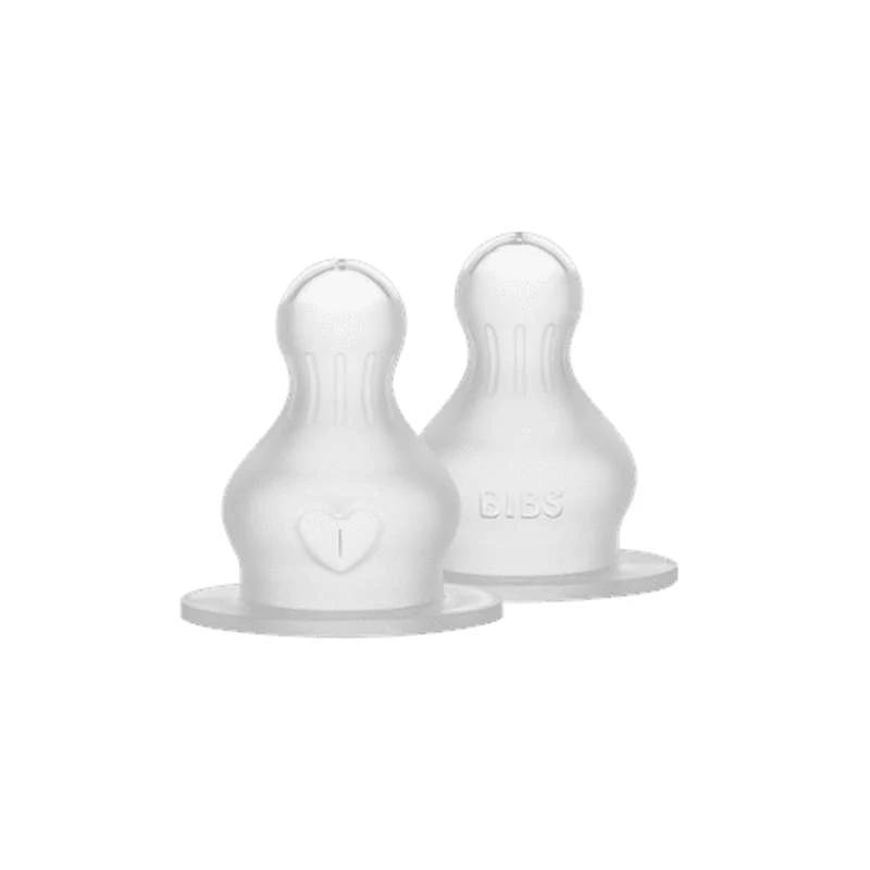 BIBS Flaska - Tillbehör - Suttehuvud - Silikon/Rund - 2-Pack - Långsam Flöde