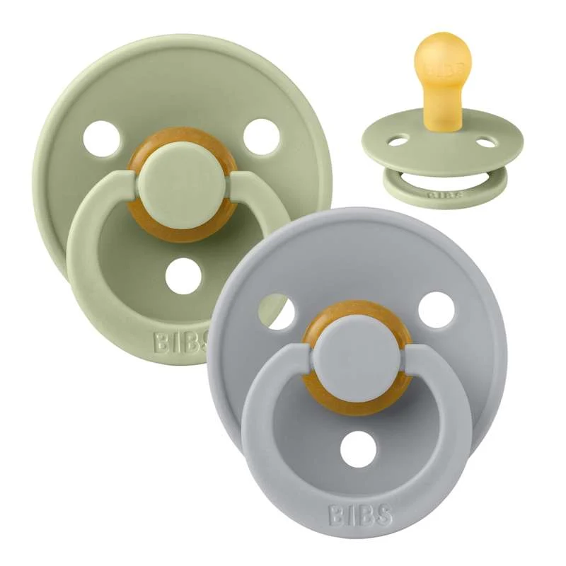 Bibs Rund Colour Napp - 2-Pack - strl. 1 - naturgummi - Salvia/Moln