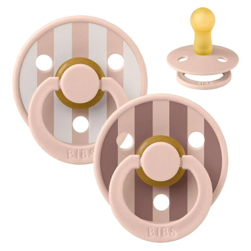 BIBS Rund Colour Napp - 2-pack - Stl. 2 - Naturgummi - Block Studio - Blush Mix