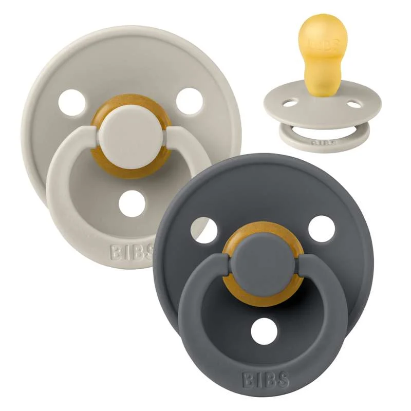 Bibs Rund Colour Napp - 2-Pack - strl. 3 - naturgummi - Sand/Järn