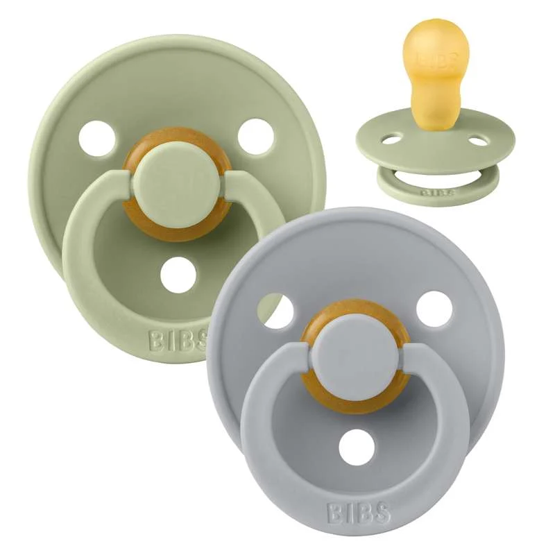 Bibs Rund Colour Napp - 2-Pack - strl. 3 - naturgummi - Salvia/Moln