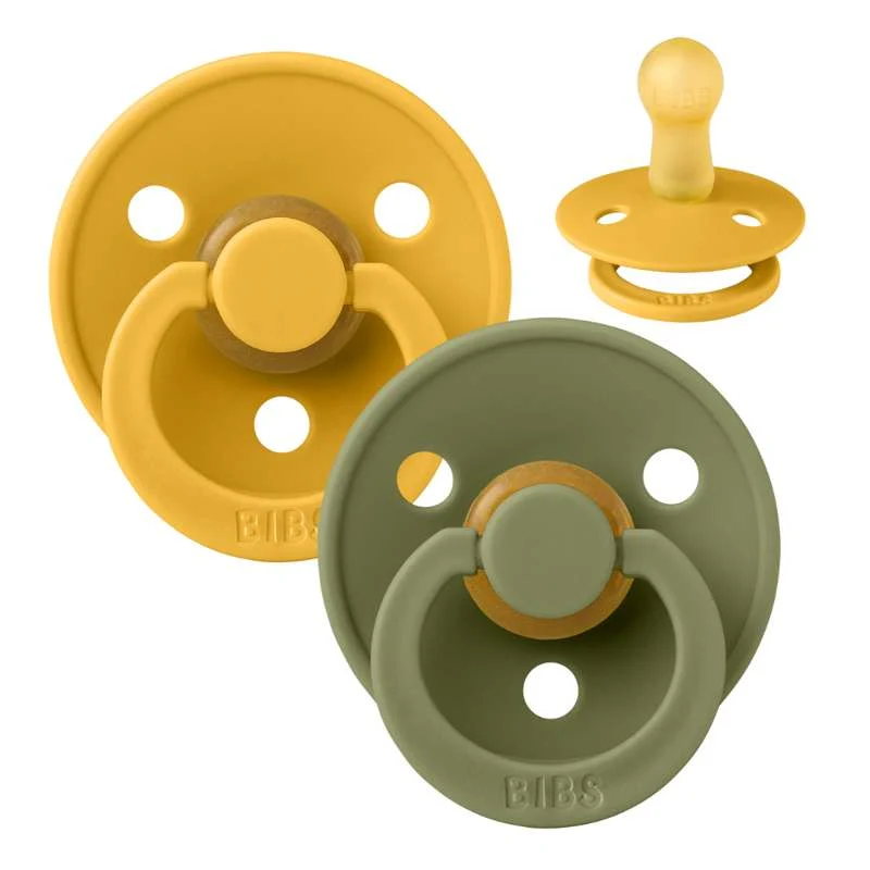 Bibs Rund Colour Napp - 2-Pack - strl. 2 - naturgummi - Honungsbi/Olja
