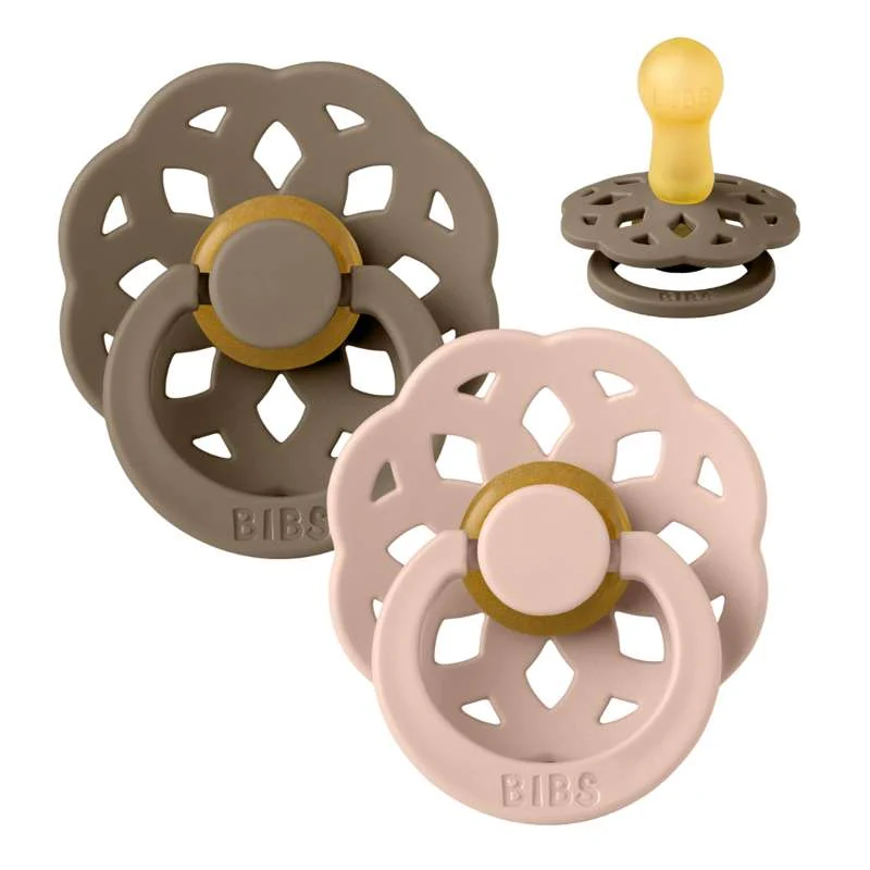 BIBS Rund Boheme Napp - 2-pack - Strl. 2 - Naturgummi - Dark Oak/Blush