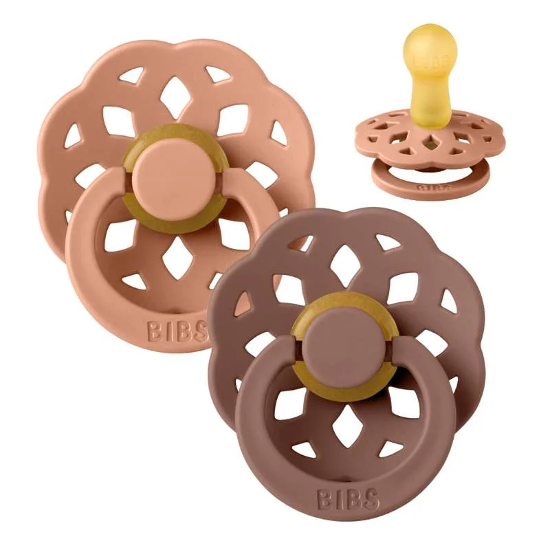 BIBS Rund Boheme Napp - 2-pack - Strl. 2 - Naturgummi - Peach/Woodchuck