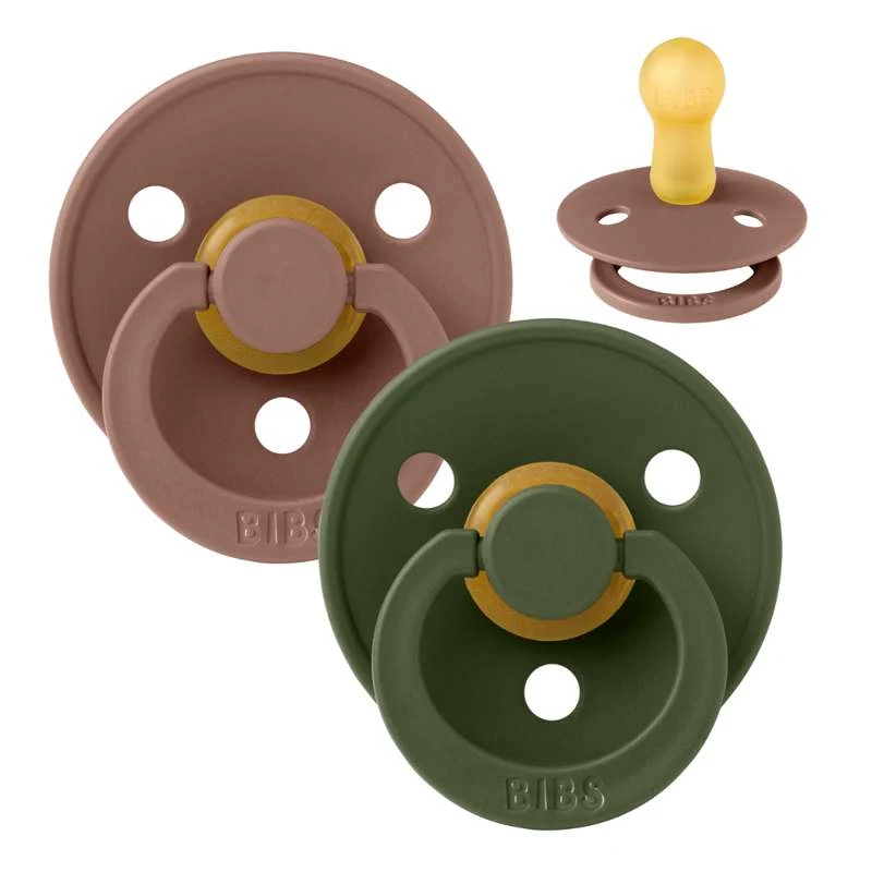 Bibs Rund Colour Napp - 2-Pack - strl. 2 - naturgummi - Woodchuck/Hunter Green